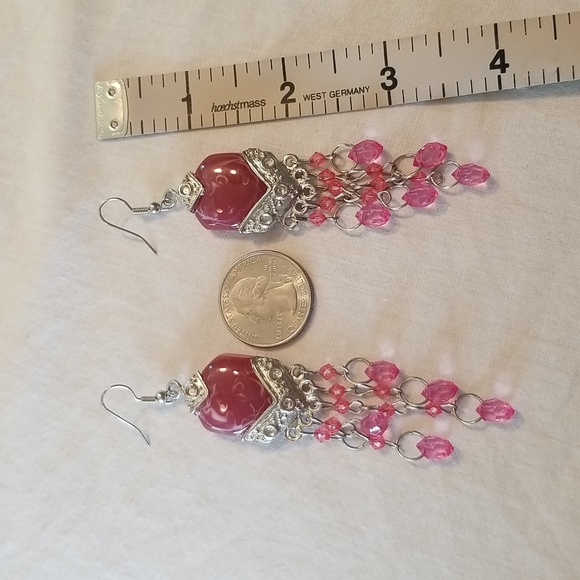 Pink & Silver Dangly Earrings - Picture 3 of 6